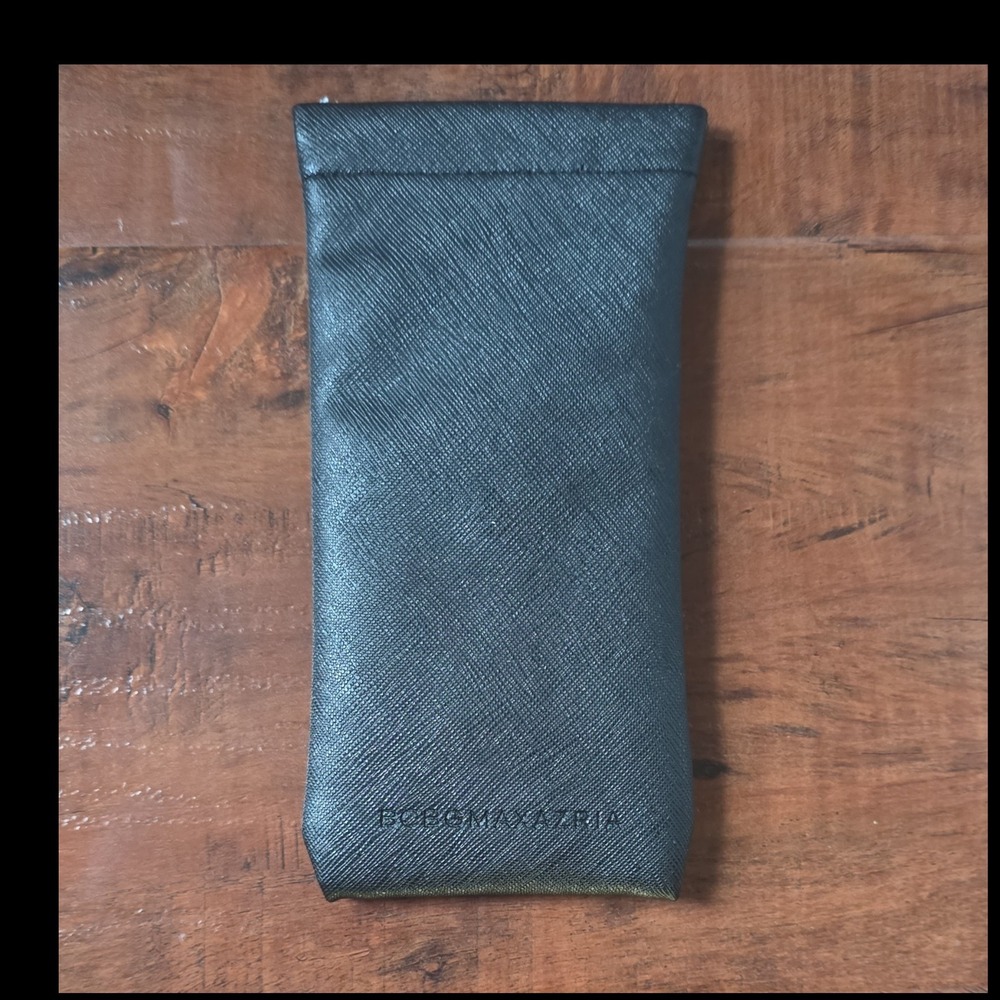 BCBGMAXAZRIA Black Faux Leather Eyeglass Pouch Felt Lining for Glasses